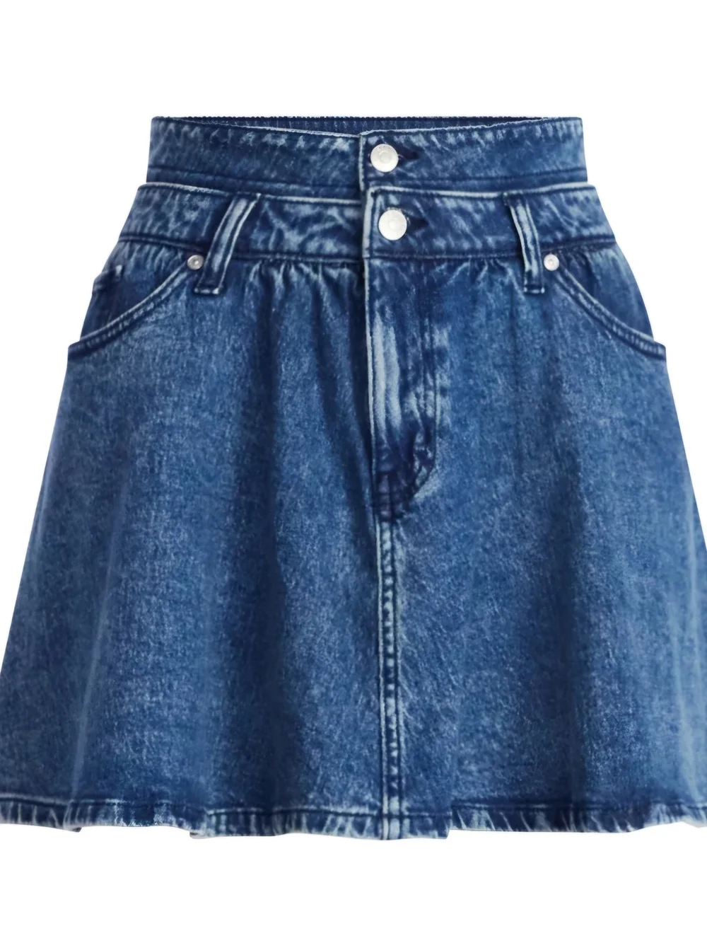 Scoop Denim Mini Skirt Size 12 NWT Double Waistband Acid Wash A-Line Skater - Picture 2 of 8